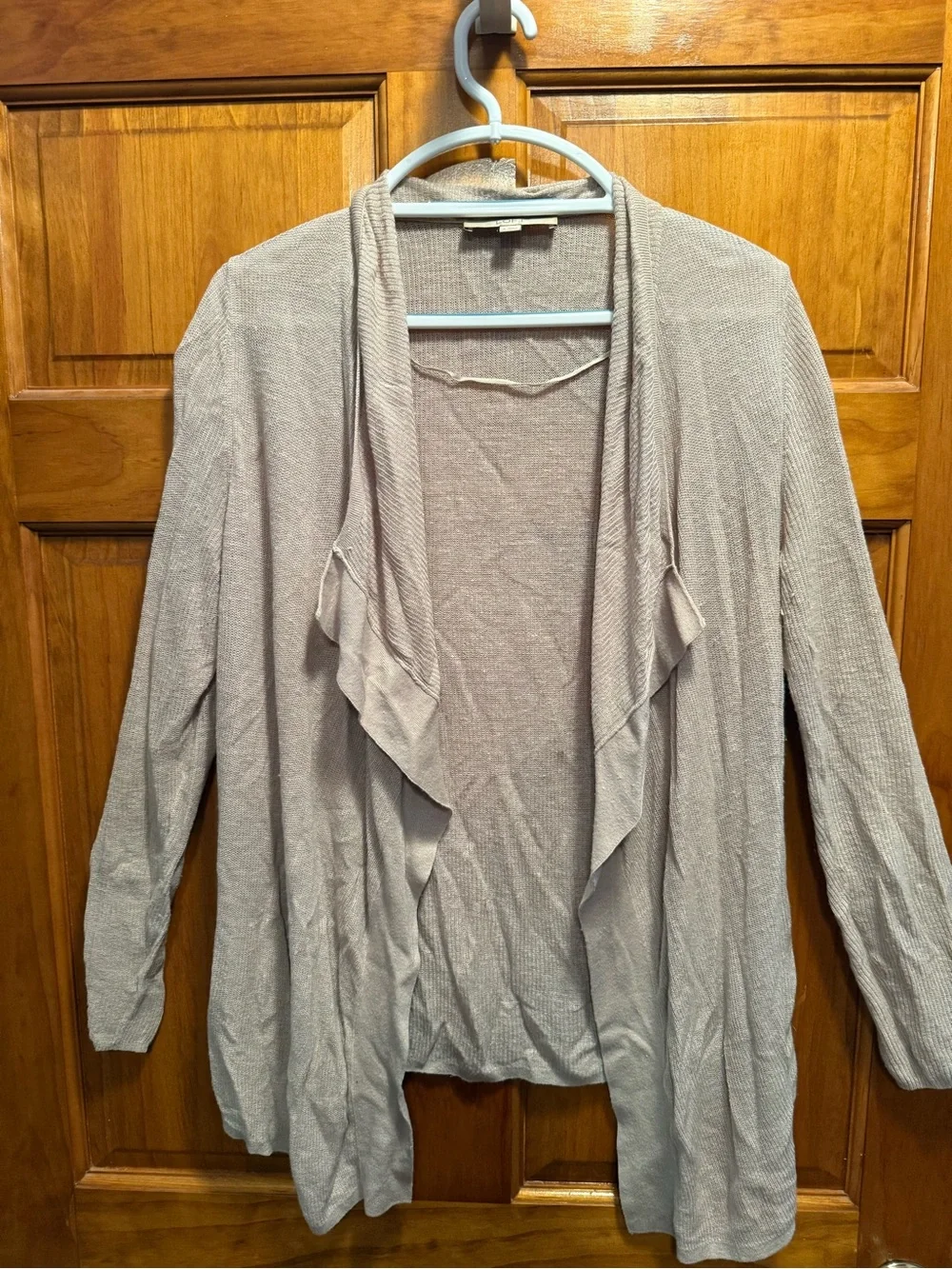 LOFT Light Beige Open-Front Draped Cardigan